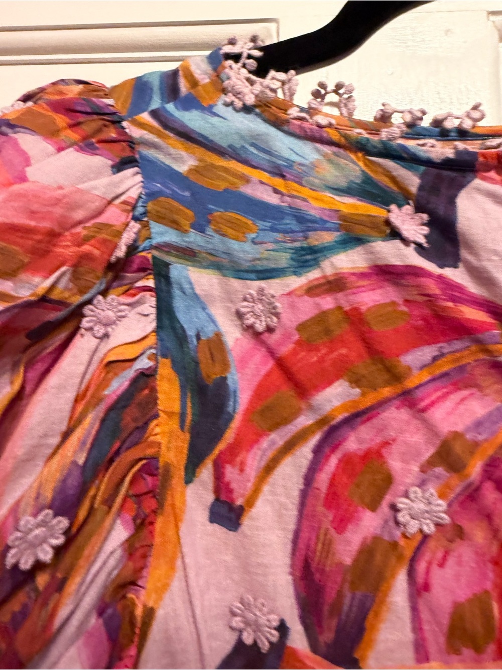 Farm Rio Banana Puff-Sleeve Blouse in Pink Multi - XS - Picture 8 of 10